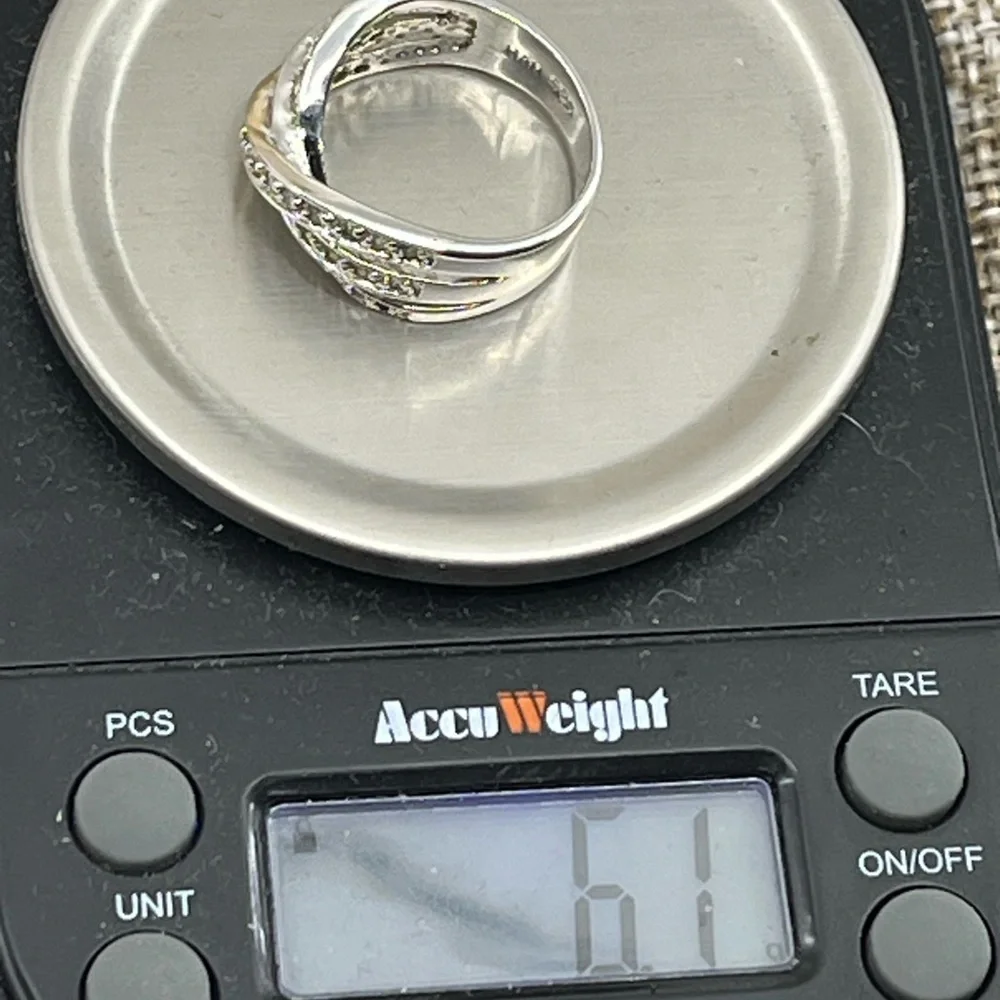 Vintage HAN 925 Sterling Silver Criss-Cross CZ Band Ring – Size 6.75 - Picture 17 of 17